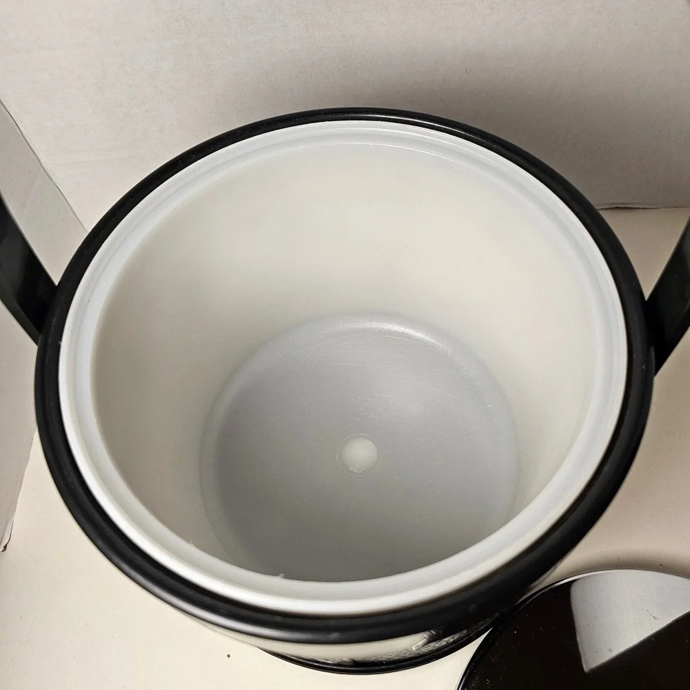 MCM Ice Bucket Black Faux‎ Crocodile Chrome Lid Mid Century Modern Barware Japan